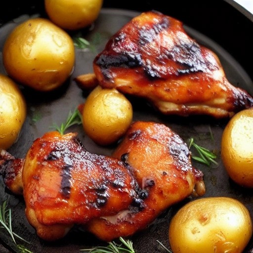 Sweet and tangy honey mustard chicken and potatoes skillet