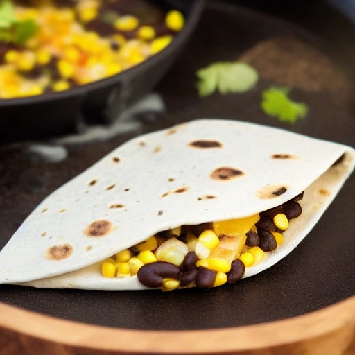 Seasoned chicken and bean skillet filling cooking outdoors.