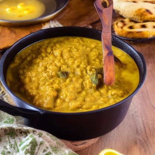 One pot budget lentil curry with grilled chicken in an RV kitchen.