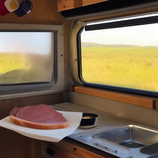 Pantry corned beef hash skillet meal cooked inside a boondocking RV.