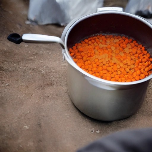 Budget-friendly lentil soup simmering in one pot at camp.