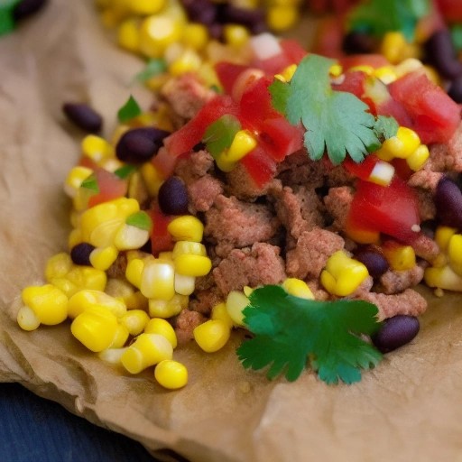 Healthy campfire ground turkey taco foil pack dinner cooked outdoors.