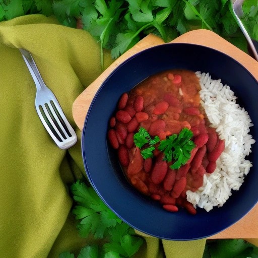 Hearty chicken, bean, and rice bowl served as a budget camp meal.