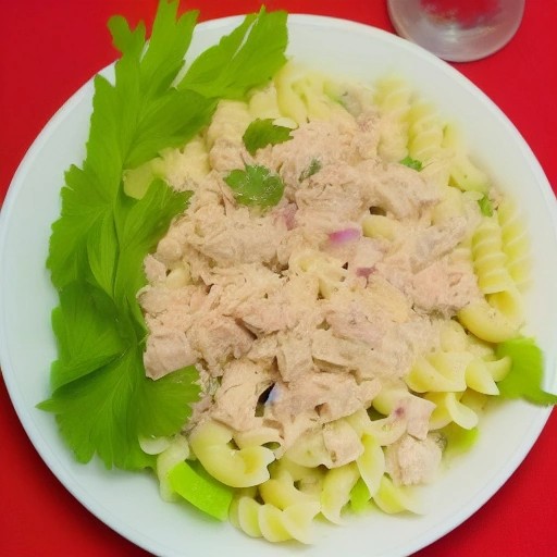 Chilled tuna pasta salad ready for a quick camping side dish.