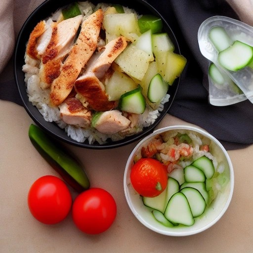 Versatile no-cook chicken rice bowl prepared for an RV meal.