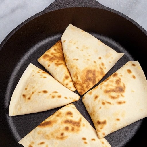 Crispy chicken quesadilla wrap sliced in a camp skillet.