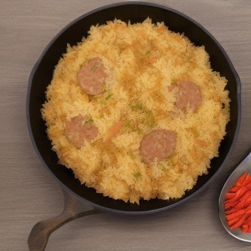 Smoky sausage and rice dinner prepared in a single skillet.