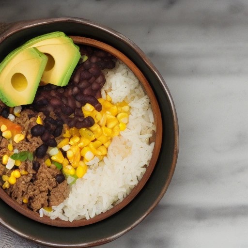 Easy campfire beef taco rice bowl served on a rustic campsite table.