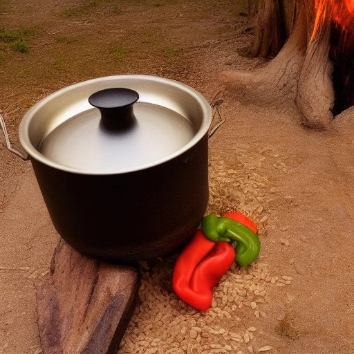 Hearty chicken and rice one pot meal simmered over campfire coals.