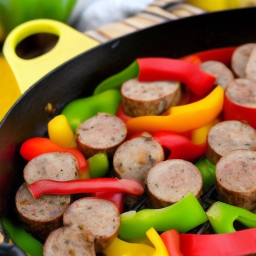 Easy One Skillet Sausage and Peppers Dinner on the Grill