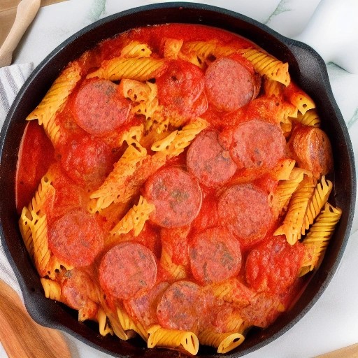 Easy One Skillet Spicy Sausage Pasta Dinner on the Grill