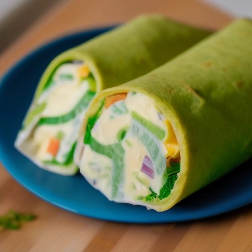 Classic creamy egg salad wrap prepped on an RV dinette table.