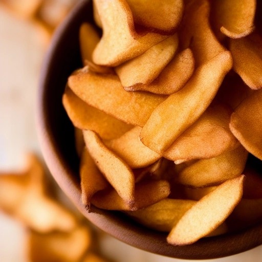 Crispy dehydrated cinnamon apple chips made in an air fryer.