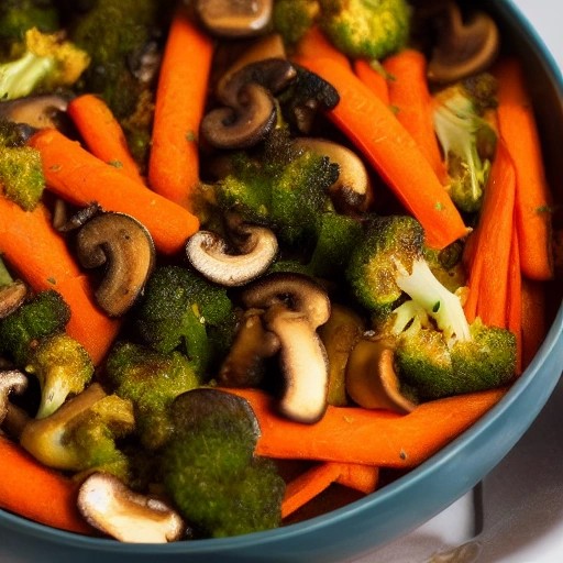 Quick roasted air fryer vegetable bowl for healthy camp eating.