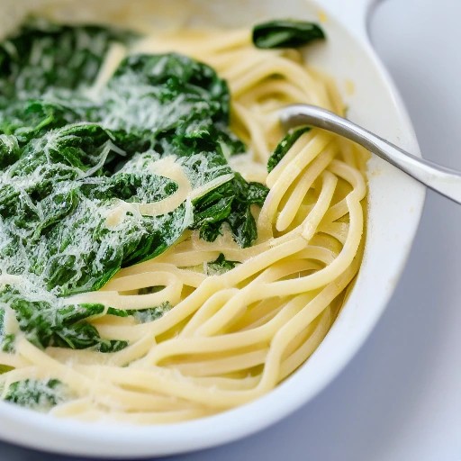 Creamy spinach and parmesan pasta cooked in a light camper skillet