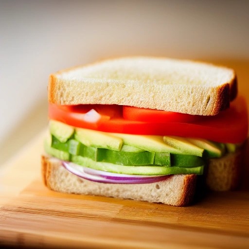 Fresh whole grain veggie sandwich prepped in an RV.