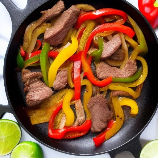 Sizzling Tex-Mex beef fajita skillet prepared inside a travel trailer