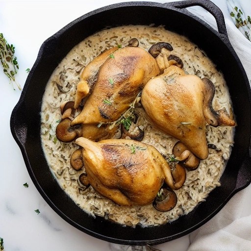 One Skillet Creamy Chicken Mushroom Rice Recipe on the Grill