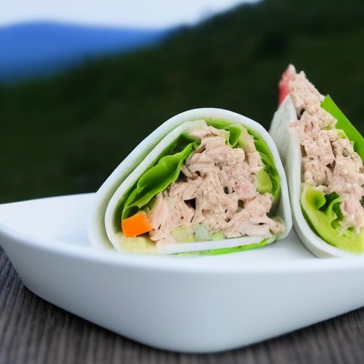 Quick tuna sandwich wrap ready for an outdoor roadside break.