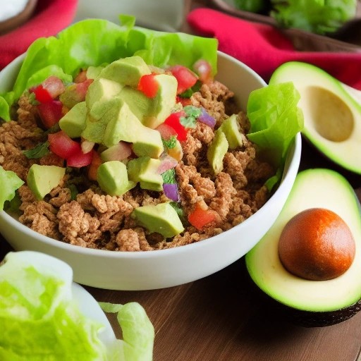 Lean ground turkey taco bowl prepared for an outdoor meal.