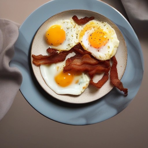 Fast RV camping breakfast with air-fried bacon and eggs.