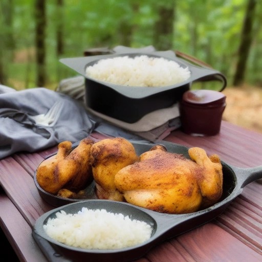 Hearty chicken and rice skillet prepared while RV camping.