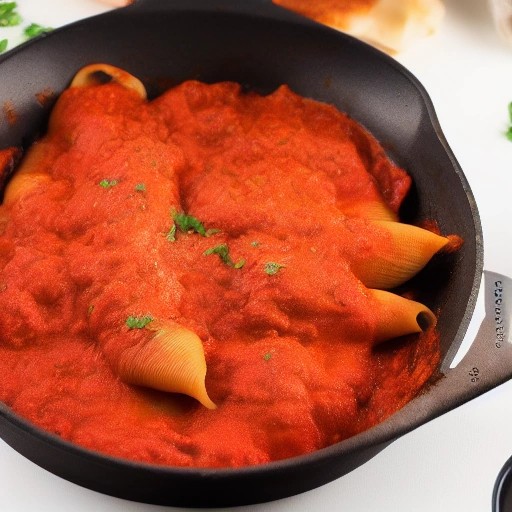 Italian beef marinara stuffed pasta skillet cooked inside an RV