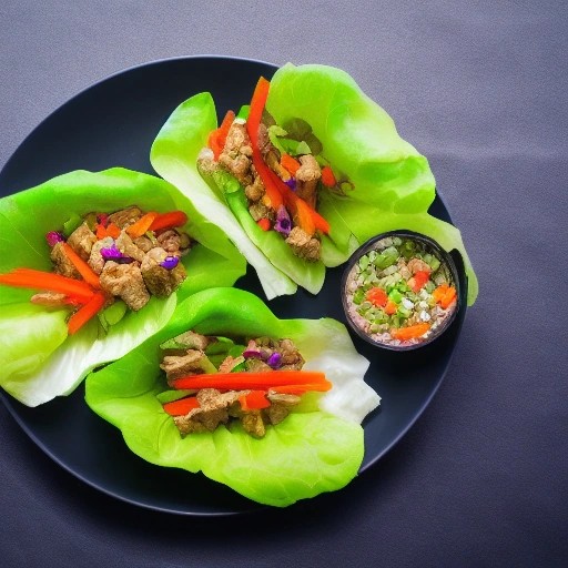 Healthy chicken lettuce wraps served during an RV roadside stop.