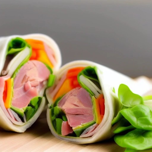 Fresh ham wrap and veggie lunch prepped inside an RV.