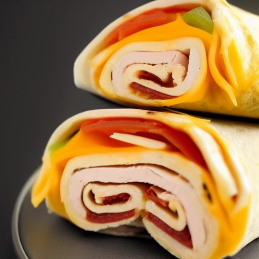 Turkey and cheese wrap ready for a quick roadside stop.