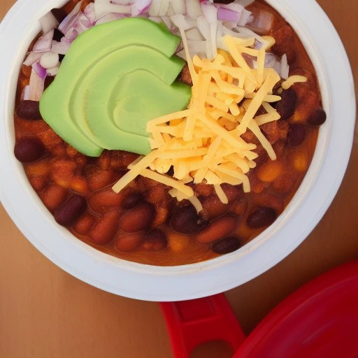 Tex-Mex bean chili taco bowl served budget-friendly inside an RV