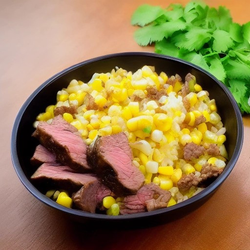 Tex-Mex beef and corn rice skillet bowl cooked inside an RV