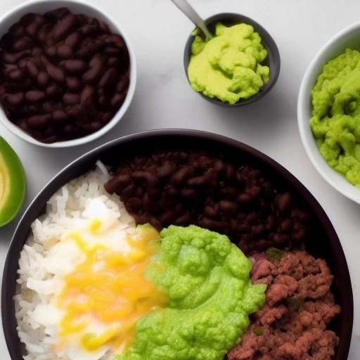 Homemade Chipotle-style Tex-Mex beef burrito bowl.