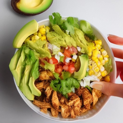 Spicy Tex-Mex chicken taco salad bowl cooked light for RV dining
