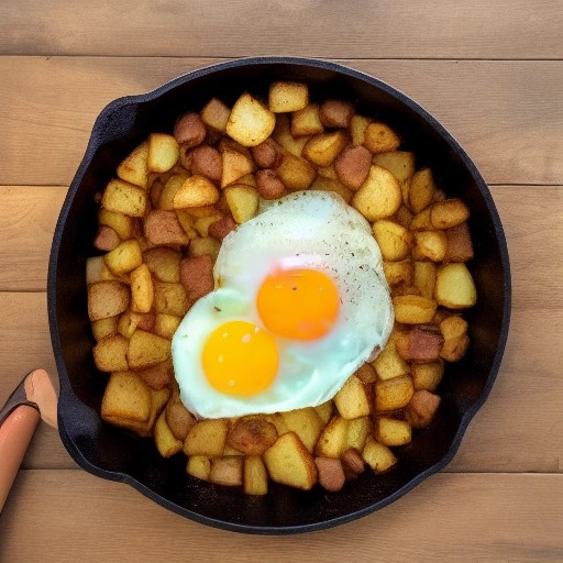 Hearty 10 minute breakfast hash skillet loaded with potatoes and sausage