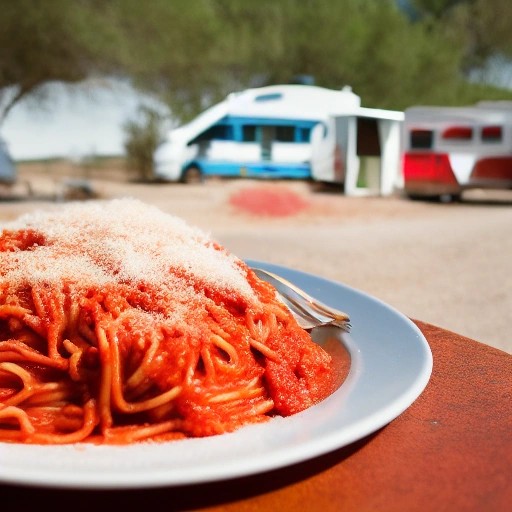 Classic spaghetti with marinara sauce served at camp.
