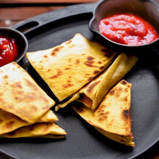 Campfire BBQ Chicken Quesadillas cooked on griddle