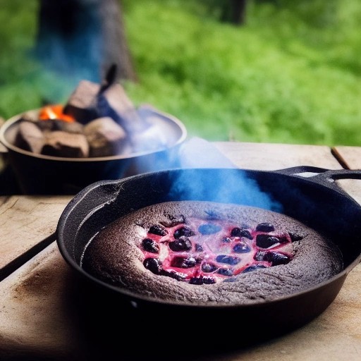 Campfire Dutch Oven Chocolate Cherry Cobbler outdoor dessert