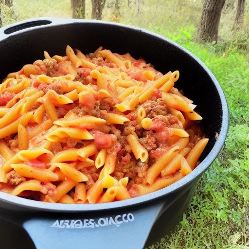 Campfire Dutch Oven Taco Pasta one pot meal