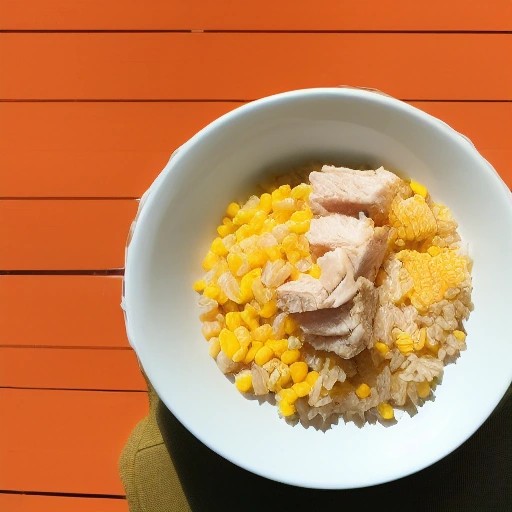 Inexpensive canned chicken and rice bowl prepared for cheap RV dining