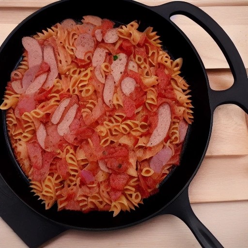 Hearty sausage pasta skillet dinner made on an RV budget