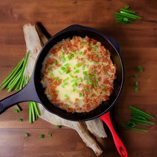 Easy Campfire Bacon Ranch Potato Bake in cast iron skillet