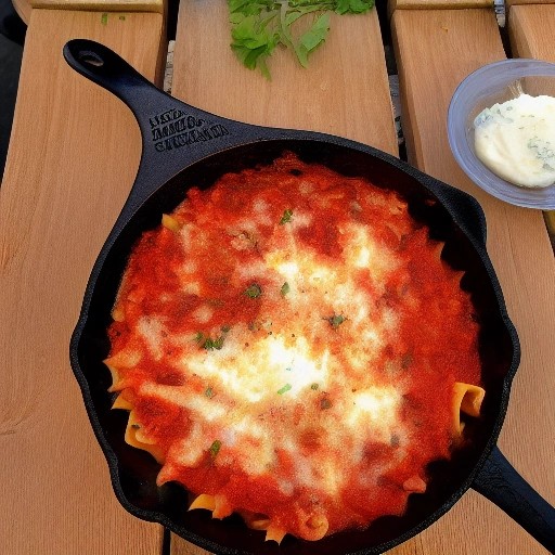 Easy Campfire Italian Sausage Pasta Bake in cast iron