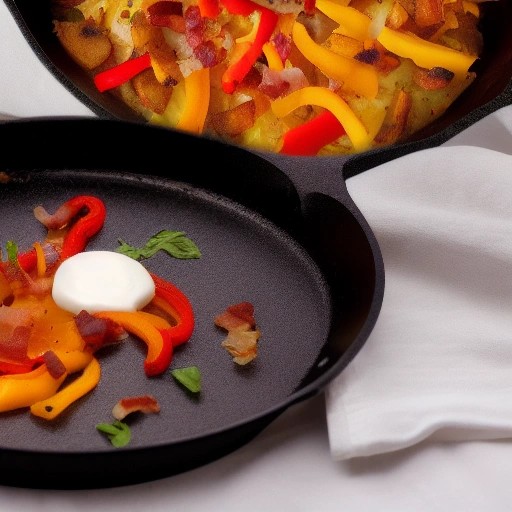 Easy Campfire Loaded Breakfast Potatoes in cast iron skillet