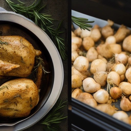 Savory garlic herb chicken cooked inside an Omnia stovetop oven
