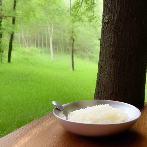 Creamy pantry rice and peas dish served outdoors.