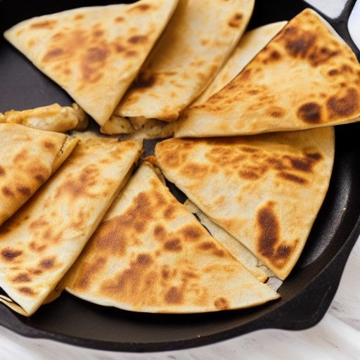 Crispy chicken quesadilla wedges cooked in a camping skillet