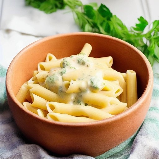 Creamy canned chicken pasta prepared during an RV trip.