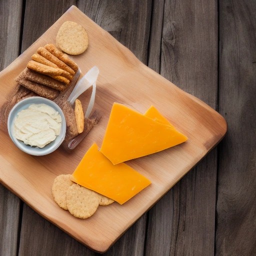 Simple arrangement of crisp crackers and sliced cheddar cheese.