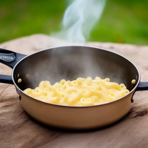 Golden creamy macaroni and cheese in a cooking pot.